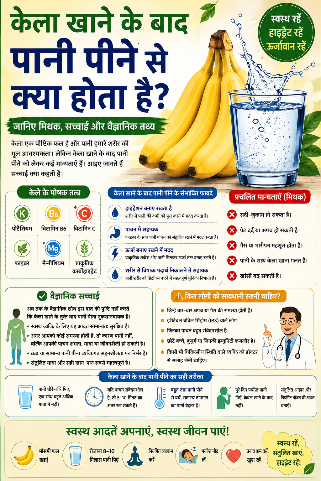 केला खाने के बाद पानी पीने से क्या होता है जानिए सच, मिथक और स्वास्थ्य पर प्रभाव
